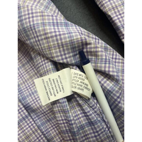 johnnie-O Performance Everest Button Up‎ Shirt Grape Plaid Size Extra Large - Picture 6 of 7